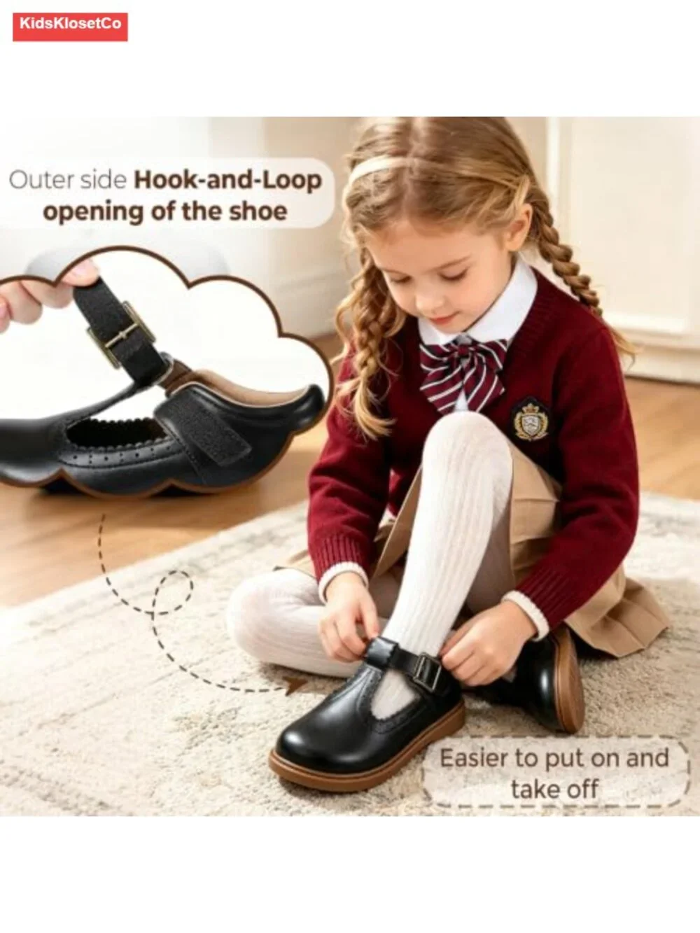 Toddler Mary Jane Flats with Buckle - Soft Comfortable Dress Shoes for School